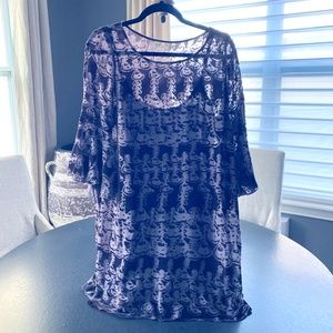 4 Love And Liberty Plum Sheer Burnout Velvet Dress